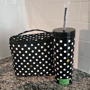 Kate Spade Black and White Polka Dot Tumbler with Lunch Bag